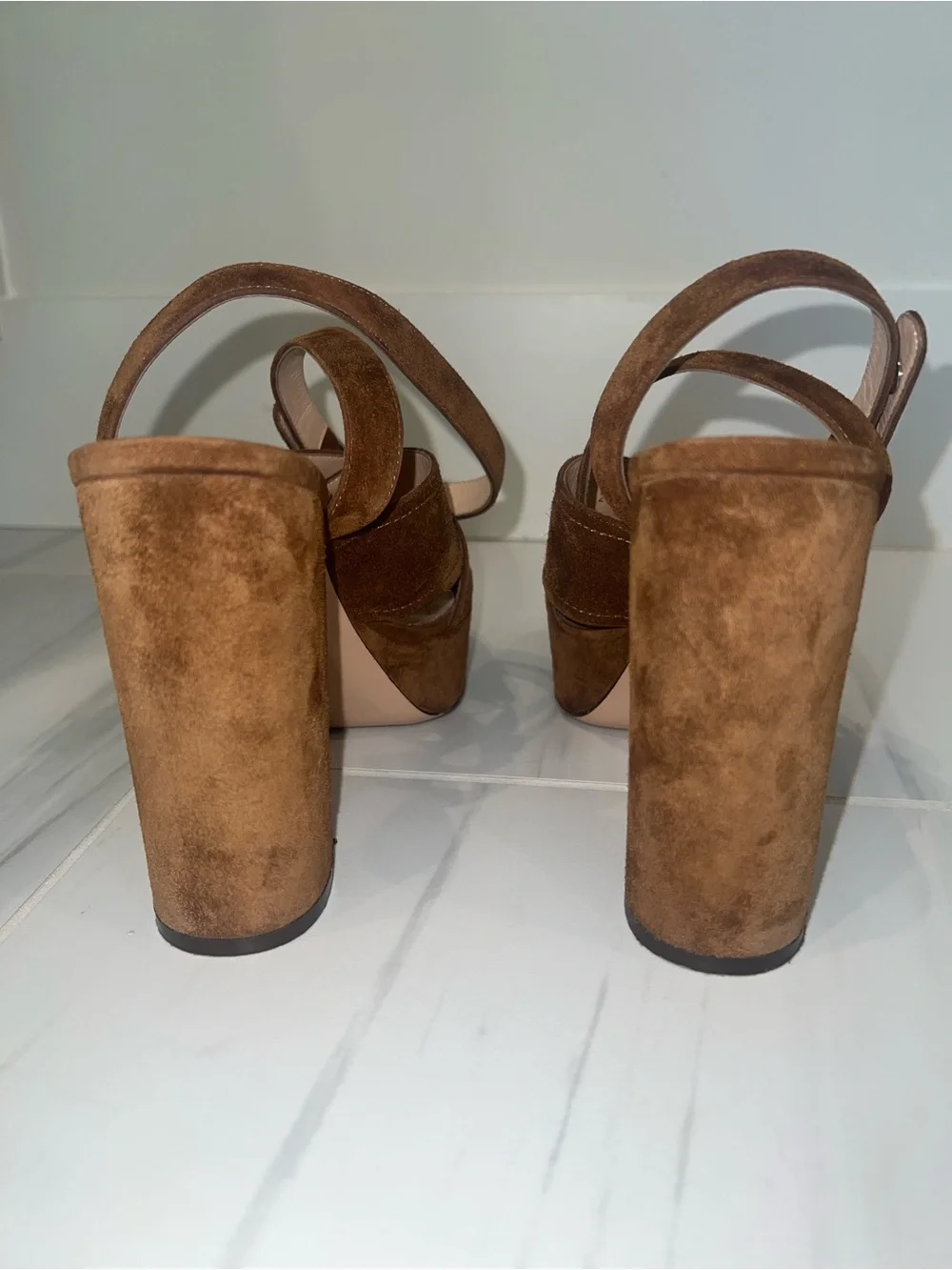 Authentic GIANVITO ROSSI genuine Suede Platform Block Heels-HUGE DISCOUNT